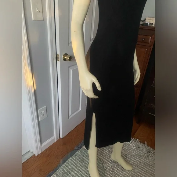 NAADAM Black Tank Midi Dress with slide slit/ Size Medium - Picture 5 of 9